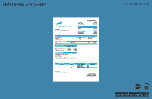 Beispiel eines Hypothekenauszugs der Union Bank of Nigeria (Word- und PDF-Datei)